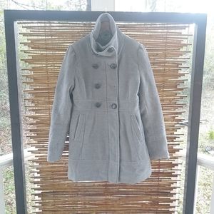 Guess M Gray Fleece Double Breasted Jacket Coat